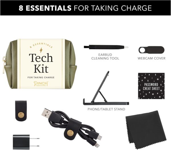 Pinch Provisions Mid-Size Tech Kit, Includes 8 Professional Technology Essentials, Perfect for Remote Work, Personal Office Accessories, & Gifting at Work (Olive) - Image 2
