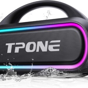 Portable Bluetooth Speaker, 30W Peak, 12H Playtime, IPX5 Waterproof with Light, TWS Pairing, Wireless Speaker for Home/Party/Outdoor/Beach, Birthday Gift (Black)