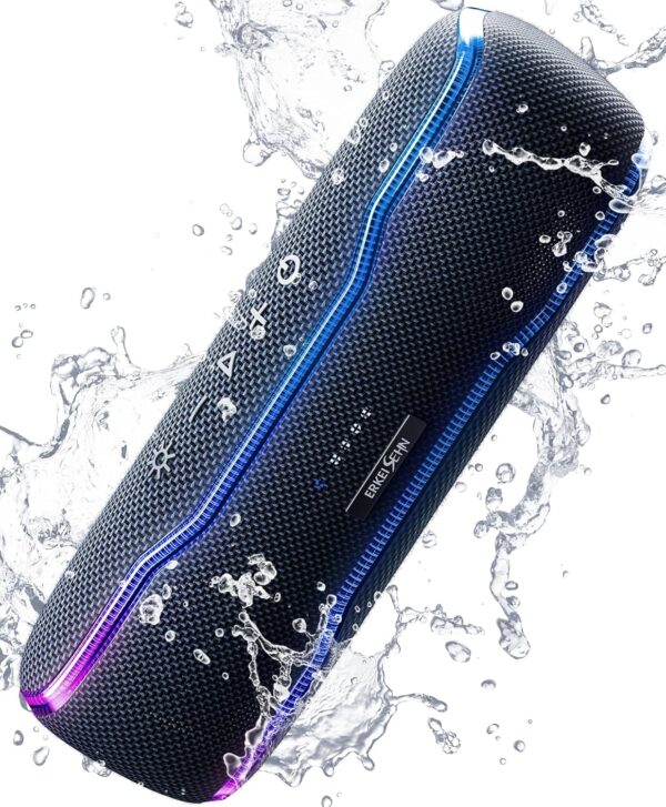 Portable Bluetooth Speaker, IPX7 Waterproof Wireless Speakers with Colorful Flashing Lights, 25W Super Bass 24H Playtime, 100ft Range, TWS Pairing for Outdoor, Home, Party, Beach, Birthday Gift