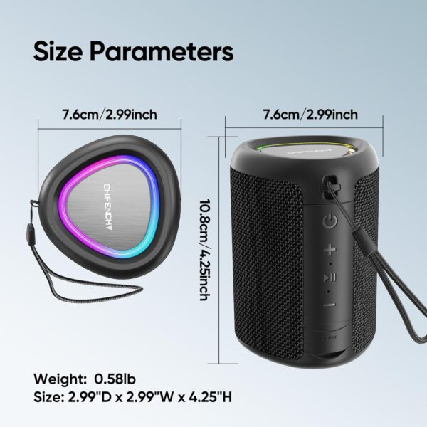 Portable Bluetooth Speaker with Lights, Powerful Crystal Clear Sound, IPX5 Waterproof, All Day Playtime, AUX&TF-Card Input, Bluetooth 5.3, TWS Paring, Small Wireless Speaker for Outdoor, Gift Ideas - Image 2