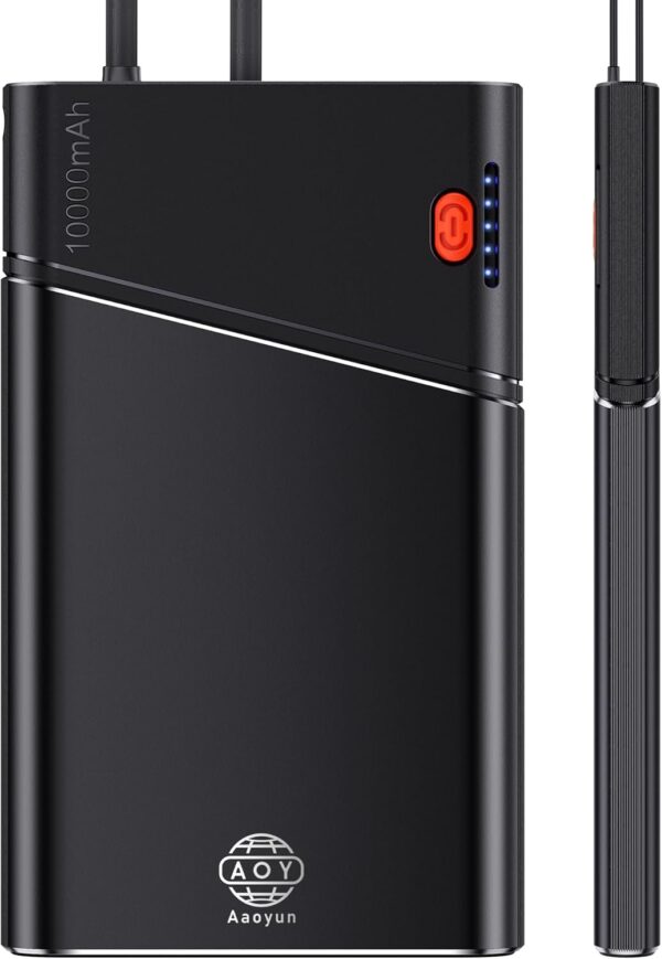 Portable Charger Power Bank, 10000mAh 22.5W PD Super Fast Charging Powerbank with Built-in USB C in&Out Cable, Slim External Phone Battery Pack for iPhone 16/15/14 iPad Samsung S24 Android etc