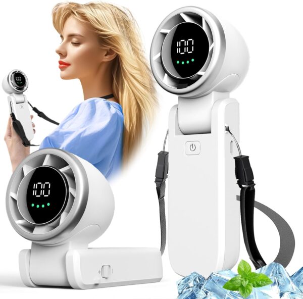 Portable Handheld Turbo Fan, 100 Gear Wind, 3-IN-1 Foldable Personal Handheld Mini Fan with Air Turbo Cooling, 3600mAh Battery Operated Fans Rechargeable for Travel Working Outdoor Activities