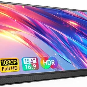 Portable Monitor 15.6 Inch 1080P USB-C HDMI Ultra-Slim Travel Monitor with Kickstand, for Laptop, PC, Mac Phone, PS, Xbox, Swich IPS Ultra-Thin Zero Frame Gaming Monitor