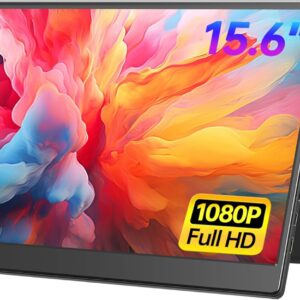 Portable Monitor 15.6-inch FHD 1080P Ultra-Slim Travel External Monitor HDR IPS Gaming Display with Kickstand &Speakers USB-C HDMI Plug&Play，for Laptop PC Phone PS4/5 Xbox Switch