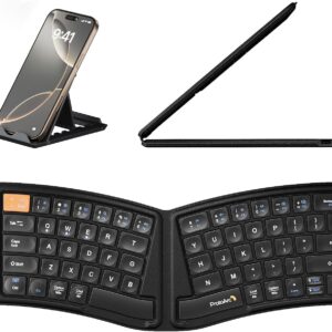 ProtoArc Ergonomic Foldable Keyboard, XK03 Split Folding Travel Bluetooth Keyboard, Ultra Slim, Portable for iPad, iPhone, Tablet, Laptop, PC