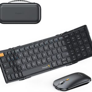 ProtoArc Foldable Keyboard and Mouse, Small Folding Bluetooth Keyboard Mouse Combo for Travel, Pocket-Size Portable Keyboard for iPad, iPhone, Smartphone, Tablet Laptop