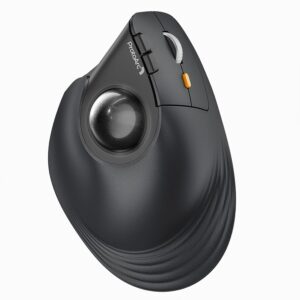 ProtoArc Vertical Wireless Trackball, EM05 NL Bluetooth Ergonomic Rollerball, Rechargeable Computer Laptop Thumb Mouse, 3 Device Connection, Compatible with iPad, Mac, Windows, PC - Gray