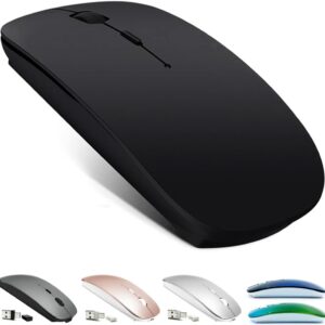 Rechargeable Bluetooth 5.2/3.0/Type-C/USB-2.4G Mouse for MacBook/MacBook air/Pro/iPad, Wireless Mouse for Laptop/Notebook/pc/iPad/Chromebook (Black)
