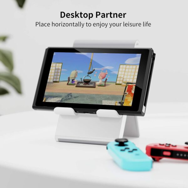 SAIJI Adjustable Tablet Stand Holder Portable Foldable Desktop Stand Dock Compatible for iPad, iPhone, Nintendo Switch, Samsung Galaxy and Kindle Fire Tablets – Gray - Image 2