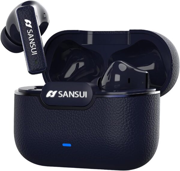 SANSUI Earbuds Wireless Bluetooth 5.4,ANC Noise Cancelling IPX4 Waterproof Stereo Headphones,up to 28 Hours of Battery Life,Deeper Bass,ENC Mics,W28, Secret Night Blue