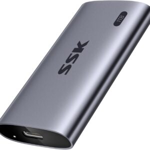 SSK Portable SSD 1 TB, up to 2000 MB/s External Solid State Drives, USB 3.2 Gen2X2 NVMe SSD External Hard Drive, Ultra Low Power for iPhone 15/ MacBook/Pro/OTG Phone/Laptops