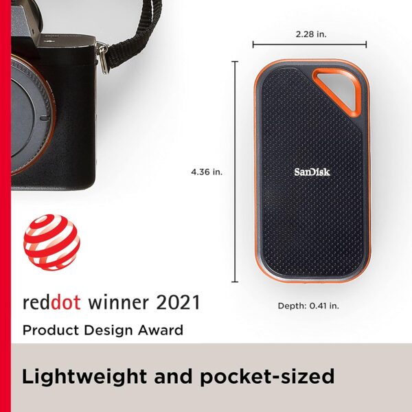 SanDisk 4TB Extreme PRO Portable SSD - Up to 2000MB/s - USB-C, USB 3.2 Gen 2x2, IP65 Water and Dust Resistance, Updated Firmware - External Solid State Drive - SDSSDE81-4T00-G25 - Image 2