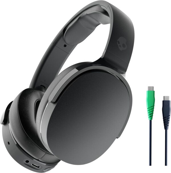 Skullcandy Hesh Evo Wireless Over-Ear Bluetooth Headphones with Charging Cable, Noise Isolating, Up to 36 Hours Battery, Foldable Lightweight Design, Microphone for iPhone Android - True Black