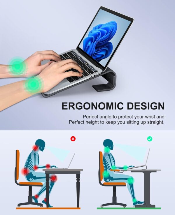 Soqool Laptop Stand for Desk, Ergonomic Detachable Laptop Riser, Aluminum MacBook Stand, Compatible with 12-17'' All Laptops Such as MacBook Pro/HP/Dell/Lenovo, Black - Image 2