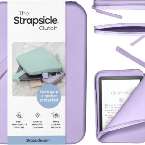 Strapsicle Silicone Clutch for Kindle & E-Readers – Multi-Purpose Bag for Phone, Wallet & Keys – Fits 6.8″–7″ Paperwhite 2024, 6″ Kindles, Kobos, Nook & iPad mini 6 – Anti-Dust Coating - Lilac