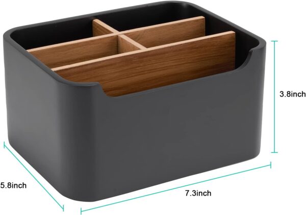 Stylish Desk Organizer and Remote Control Holder in Black - Keep Your Workspace Tidy and Organized, Multi-Purpose Storage for Office Desktop Coffee Table Bedside Nightstand - Image 2