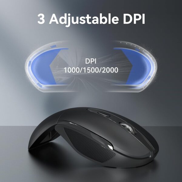 TECKNET Folding Wireless Mouse, 2.4G Travel Mouse Portable 3 Adjustable DPI 2000/1500/1000 Compatible with Notebook, PC, Computer, 2-Year Battery Life - Image 2