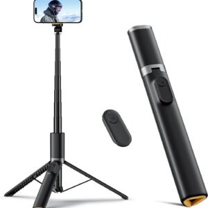 TODI 63" Cell Phone Selfie Stick Tripod, Portable Tripod for iPhone with Wireless Remote, Extendable Smartphone Stand, All-in-1, Compatible with iPhone/Android