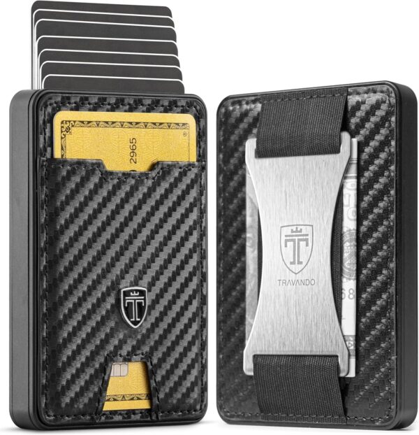 TRAVANDO Swype Slim Wallet for Men Metal RFID Blocking Mens Wallet Card Case