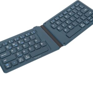 Targus Ergonomic Foldable Bluetooth Keyboard, Split Travel Keyboard Wireless, Rechargeable Portable Wireless Keyboard for Android iPhone Microsoft & Apple Tablets, Blue (PKF00302US)
