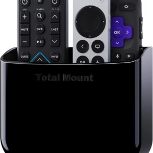 TotalMount Hole-Free Remote Holder – Eliminates Need to Drill Holes in Your Wall (For 2 or 3 Remote Controls – Black – Quantity 1)