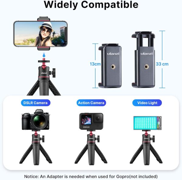 ULANZI MT-08 Extension Pole Tripod, Mini Selfie Stick Tripod Stand Handle Grip for Webcam iPhone 11 Pro Max Samsung Smartphone Canon G7X Mark III Sony ZV-1 RX100 VII A6400 A6600 Cameras Vlogging - Image 2