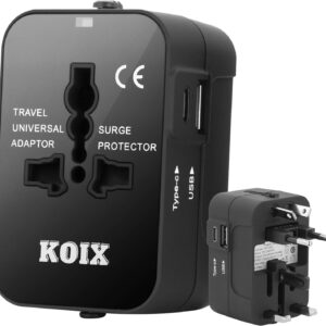 Universal Travel Adapter - All-in-one Worldwide Plug Adapter & Converter for Travels - International Power Adapter - USB and USB C Ports - Universal Charger - Compatible with Apple Devices