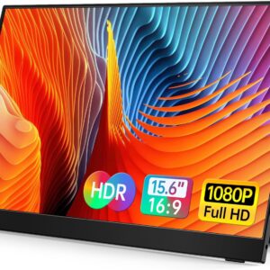 VILVA Portable-Monitor-for-Laptop - 15.6'' 1080P FHD IPS Display USB-C HDMI Portable Monitor for Laptop with Cover and Speakers External Monitor for Laptop/PC/Mac/Phone/Xbox Switch/PS4/
