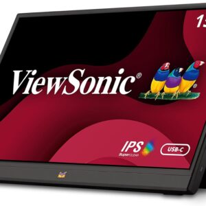 ViewSonic VA1655 15.6 Inch 1080p Portable IPS Monitor with a Built-in Stand, Mobile Ergonomics, USB C, Mini HDMI and Protective Case for Home and Office,Black