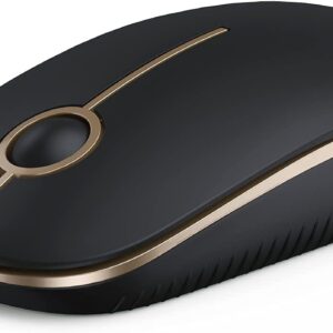 VssoPlor Wireless Mouse, 2.4G Slim Portable Computer Mice with Nano Receiver for Notebook, PC, Laptop, Computer (Black and Gold)