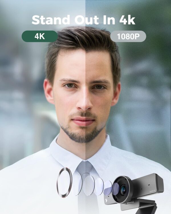 WYRESTORM 4K Webcam with AI Tracking, 120° FOV Wide Angle, Auto Framing, 90fps, 8X Digital Zoom, Dual AI Noise-canceling Mics, Video Conference Room Camera, Zoom Certified, Works for Microsoft Teams - Image 2