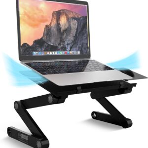 WorkEZ Adjustable Laptop Stand for Desk, Portable Laptop Stand Adjustable Height, Foldable Cooling Computer Holder Riser for Desk, Black