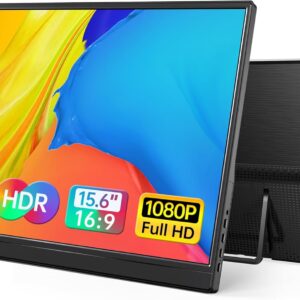 Yxk Portable Monitor 15.6 Inch 1080P USB-C HDMI Ultra-Slim Travel Monitor with Kickstand, for Laptop, PC, Mac Phone, PS, Xbox, Swich IPS Ultra-Thin Zero Frame Gaming