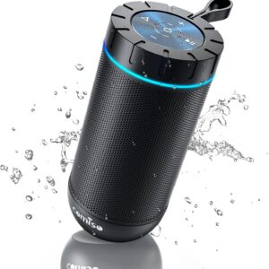 comiso Bluetooth Speaker, IP65 Waterproof Portable Speaker with 360° HD Stereo Sound, Punchy Bass, TWS Pairing, 24H Playtime, Wireless Speakers for Home/Outdoor/Camping/Beach, Gifts for Unisex