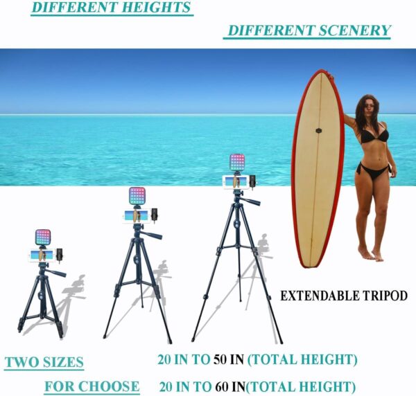 for iPhone Vlogging Kit, Vlogging Kit for Andriod Phone with Two Tripods RGB Light Lavalier Microphone Remote for YouTube Tiktok Content Creator (Total Height 20 in to 50 in) - Image 2