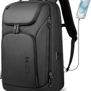 hk Business Smart Backpack for Men Anti-Theft for 17.3 Inch Laptop with USB Charging Port Water-Resistant Large Durable Compact 30L for Travel College Work-Black