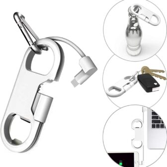 iPhone Charge Lightning Cable + Keychain + Bottle Opener + Aluminum Carabiner,Portable Multifunction Keychain Bottle Opener USB Charging Cord Short Cable for iPhone X/8/7/6S,Gift for Men Women(White) - Image 2