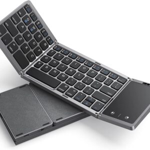 seenda Foldable Bluetooth Keyboard for Travel, Tri-Folding Wireless Portable Keyboard with Touchpad, Rechargeable Multi-Device Small Keyboard, for Laptop Tablet PC Smartphone Windows iOS Android
