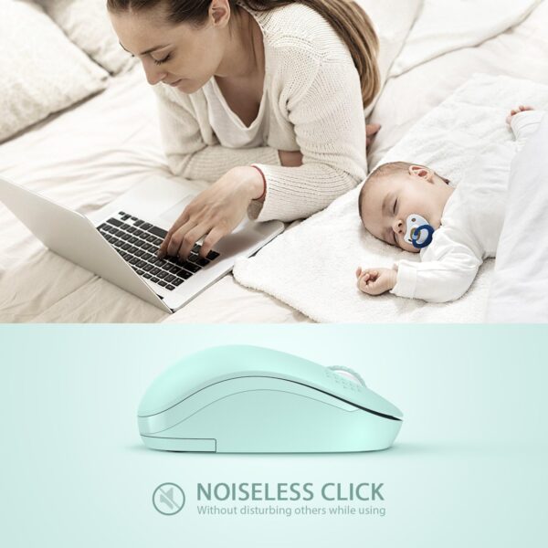 seenda Wireless Mouse, 2.4G Noiseless Mouse with USB Receiver - Portable Computer Mice for PC, Tablet, Laptop with Windows System - Mint Green - Image 2