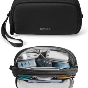 tomtoc Electronic Organizer Travel Case, Water Resistant Dual Compartment Cable Organization Storage Bag for Charger, Cord, Phone, Hard Drive, Power Bank, Accessories Travel Essentials