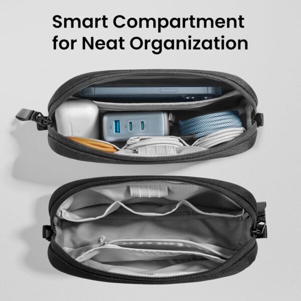 tomtoc Electronics Organizer Travel Case, Water Resistant Travel Bag Cable Organizer for Essentials, Tech Pouch Accessories Carry Storage for Cord, Phone, Cables, Airpods, USB Flash Drive, Daily Items - Image 2