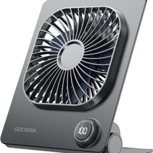 Desk Fan, 6.61''Ultra-thin 5000mAh Battery Powered Fan with Powerful Wind,100 Speeds Adjustable&Digital Display,Timer,Ultra-quiet Small Portable Fan for Bedroom,Office,Travel,Summer Essentials