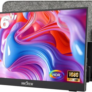 InnoView Portable Monitor 15.6" 1080P Portable Monitors for Laptop with Protective Sleeve Built-in 90° Adjustable Stand USB C HDMI Ultra-Slim Portable Laptop Monitor for MacBook Phone PS Xbox Switch