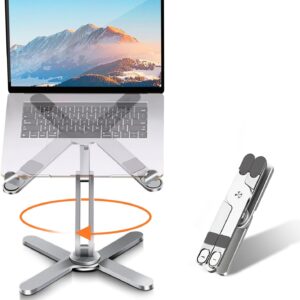 Laptop Stand with 360 Rotating Base, Computer Notebook Laptop Riser Metal Holder for Desk Collaborative Work, Fully Foldable for Easy Storage, Fits All MacBook, Laptops up to 16 inches