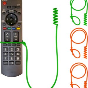 Silicone Remote Tether 4-Pack - Never Misplace Your Remote Again/Adjustable for Snug Fit/Fits Apple, Samsung, Sony, LG, Dyson & More – (2 Green & 2 Orange)