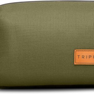 Tech Bag Organizer - Small Electronics Organizer Pouch for Travel - Premium Travel Case with Leather Accents - Mesh Pocket for Cables, Cords and Chargers (Green)