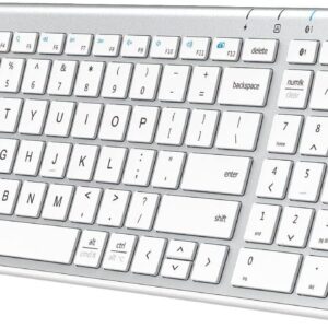 iClever BK10 Bluetooth Keyboard, Wireless Bluetooth Keyboard, Rechargeable Bluetooth 5.1 Multi Device Keyboard with Number Pad Full Size Stable Connection for Mac, Windows, iOS, Android, Laptop