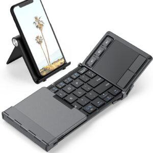 iClever Foldable Keyboard, BK08 Bluetooth Keyboard with Sensitive Touchpad (Sync Up to 3 Devices), Tri-Folding Pocket-Sized for Windows Mac Android iOS