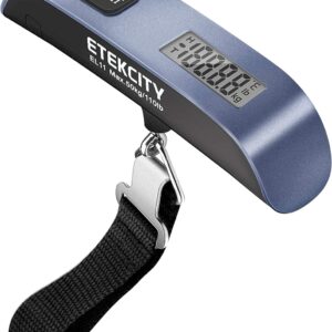 Etekcity Luggage Scale for Travel Essentials, Digital Suitcase Weight Scale with Hook, Travel Accessories for Portable Hanging Baggage, 110 Pounds, Battery Included
