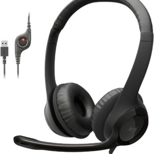 Logitech H390 Gaming Headphones, Wired Headphones with Mic, USB Headset with Microphone for PC, Noise Cancelling Microphone for Video Meetings, Music, Gaming - Black